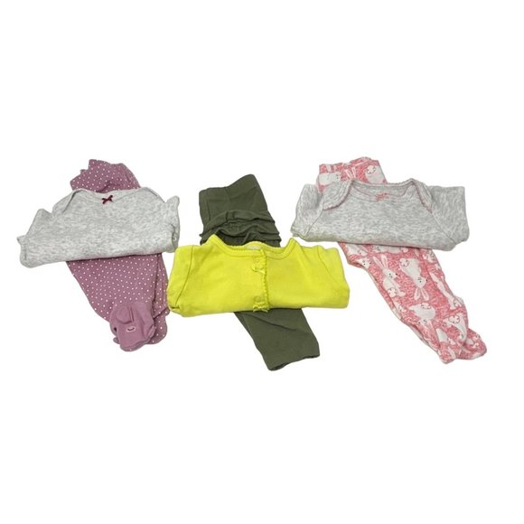 Baby Girl's - 3 Outfits - 3 Pair of Leggings, 2 Body Suits, & 1 Shirt - Size 3 M - Picture 1 of 11